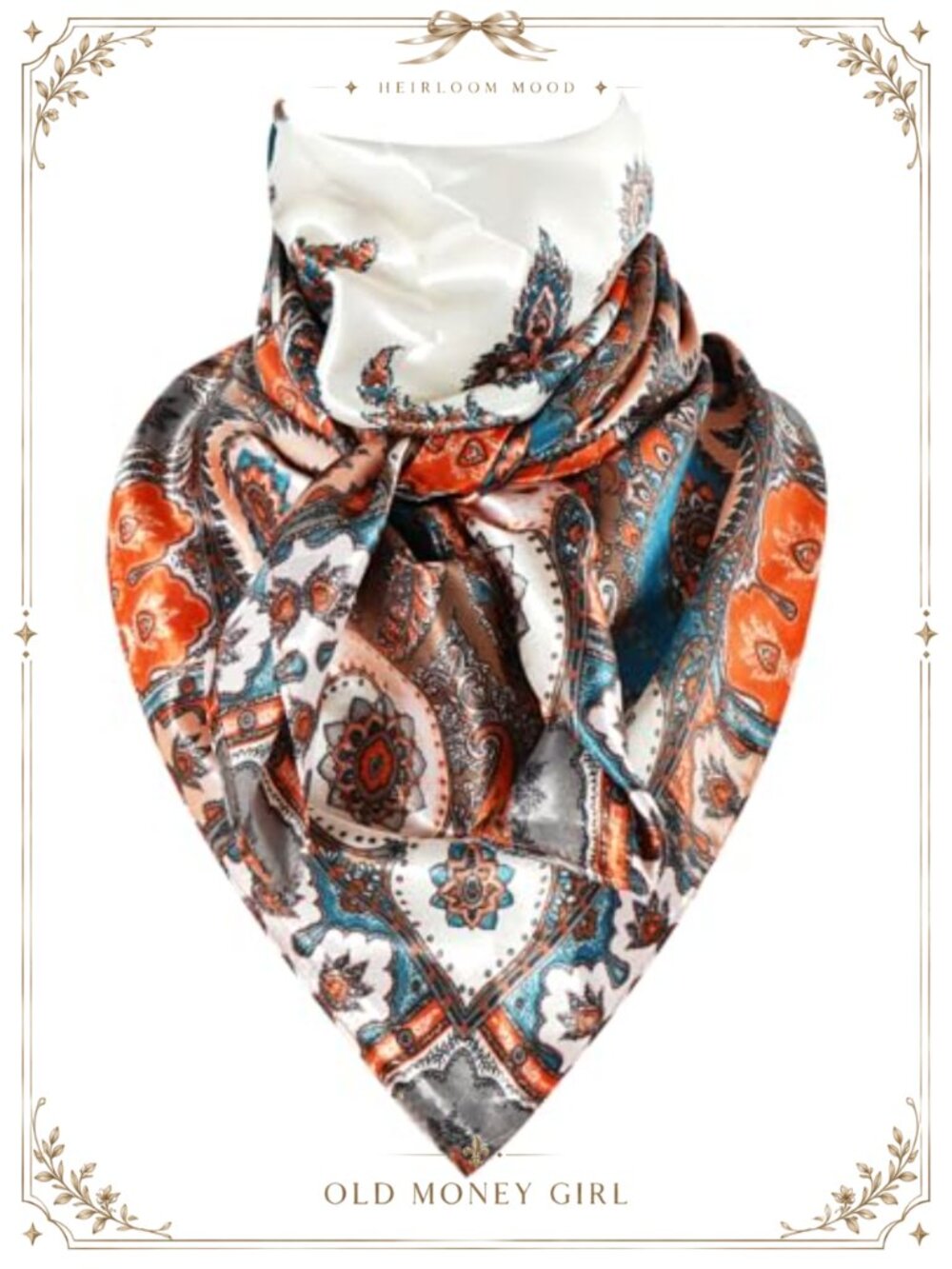 GERINLY 35 Inch Wild Rag Cowboy Scarf Silk Polyester Blend Western Neckerchief